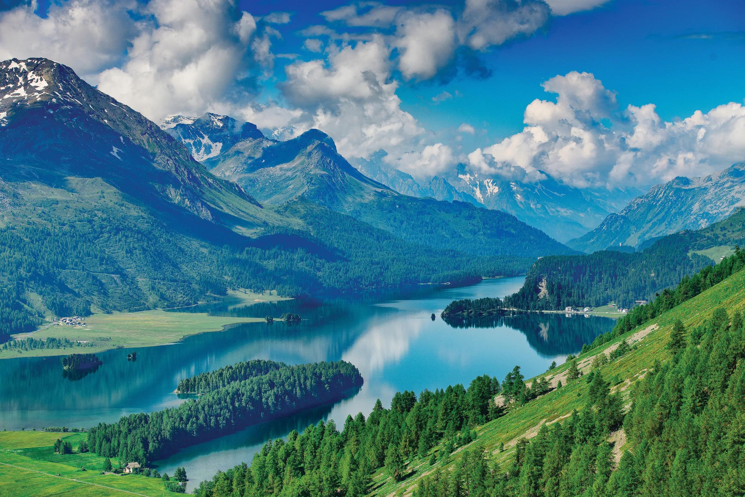 Mountaintops of Switzerland with the Rhine and Moselle